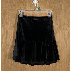 Blue Rain Black Velvet Flare Mini Skirt Coquette WhimsiGoth Gothic Festival Sz S